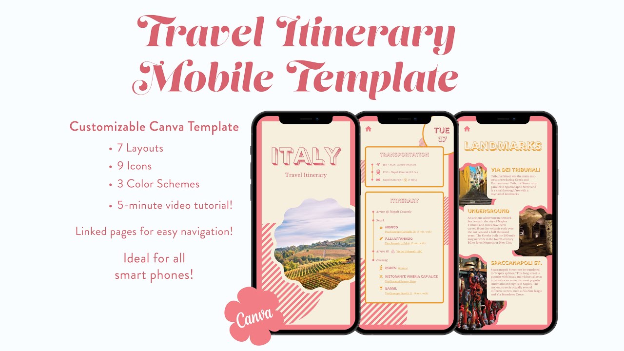 Canva Tutorial – Mobile Travel Itinerary Template by Pixels by Pao