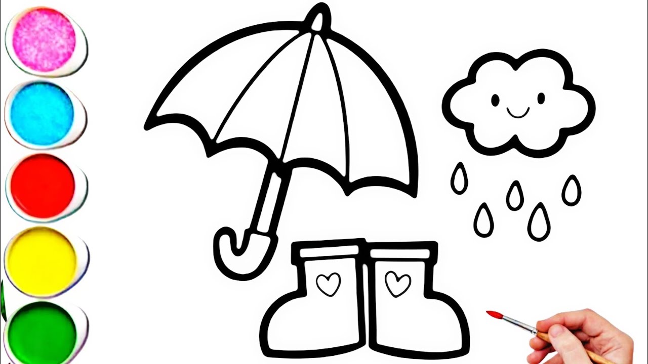 Cute Umbrella 🏖️ Drawing, Painting & Coloring For Kids and Toddlers_ Kids Art 