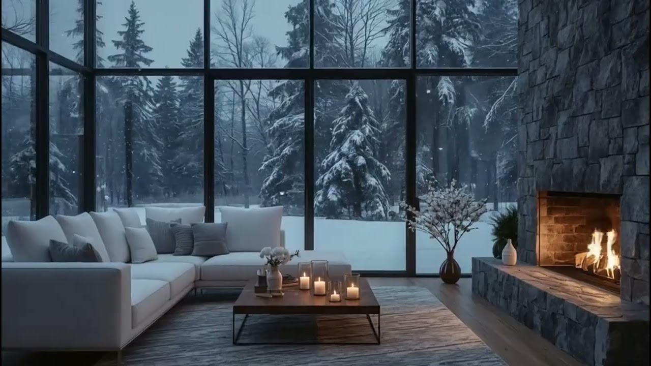 Cozy Winter Snowfall Lounge with Piano | 5 Hours for Focus & Stress Relief
