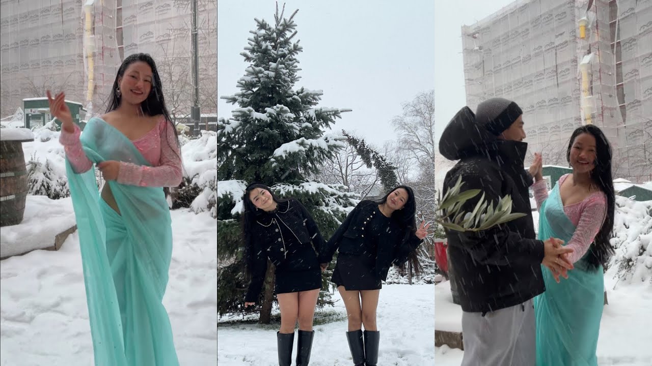 HEAVY SNOWFALL IN CROATIA 🇭🇷 WEARING SAREE IN SNOW ❄️ Bollywood DREAM ❄️ 