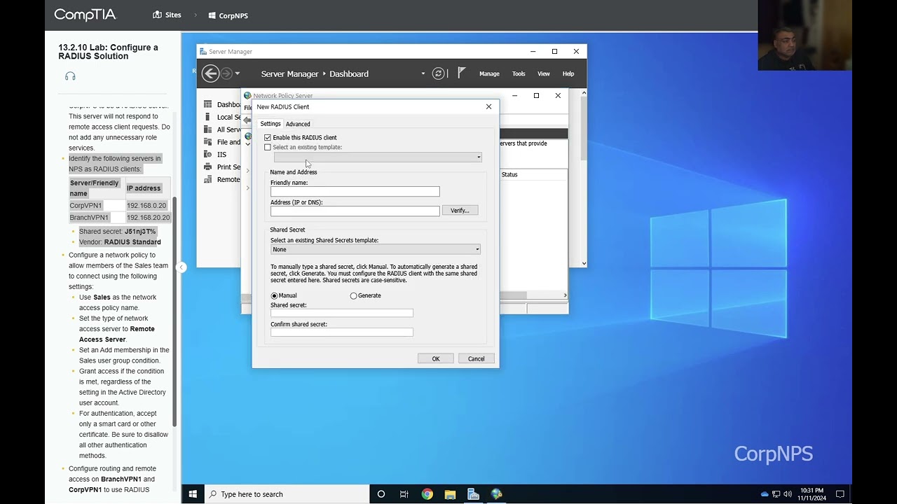 13 2 10 Лабораторная работа Настройка решения RADIUS