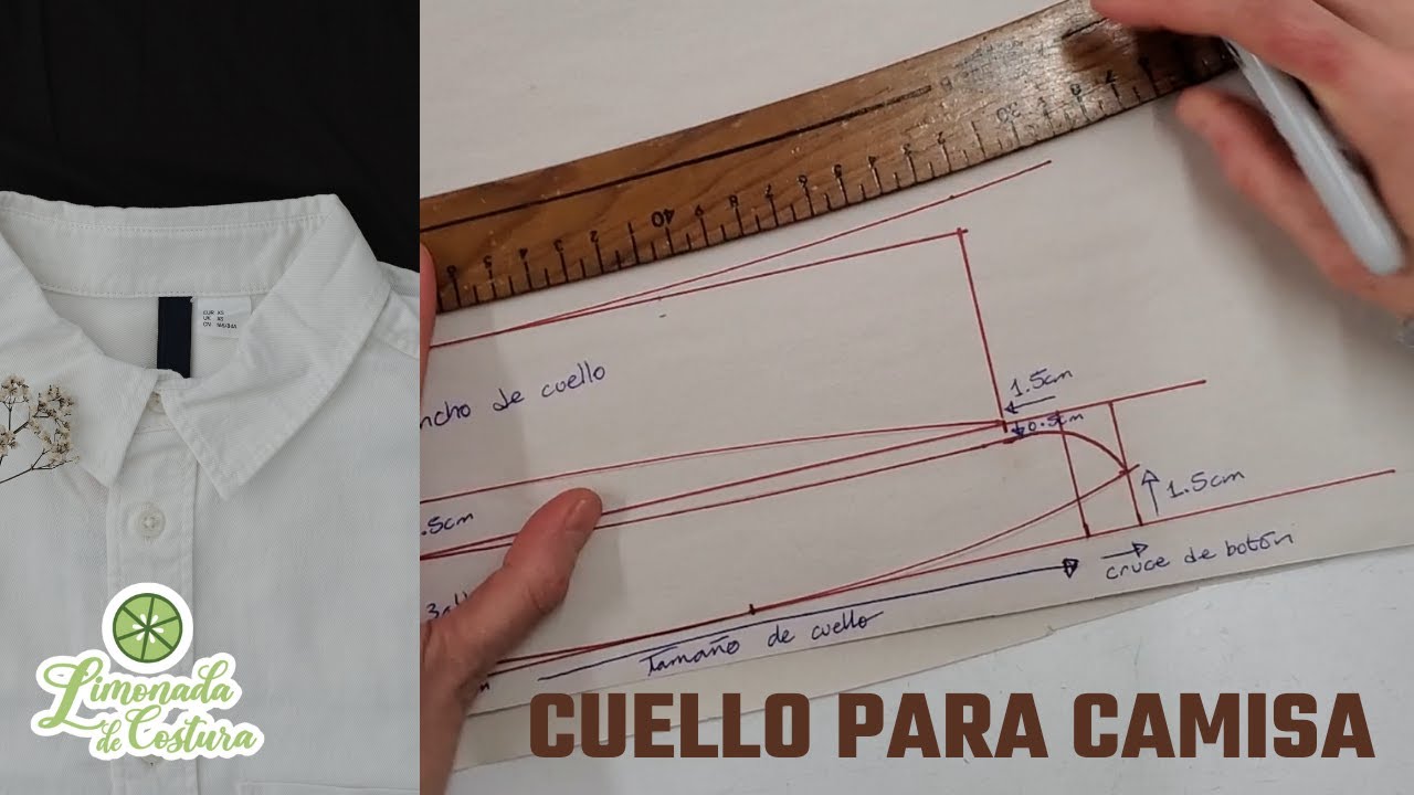 👚 Cómo hacer el patrón de CUELLO CAMISERO 👔 Molde cuello y PIE de CUELLO // Trazo CUELLO para CAMISA
