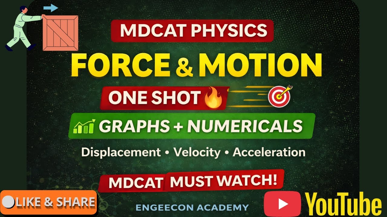 MDCAT Physics | Force & Motion | Displacement, Velocity & Acceleration Graphs | Complete Concepts
