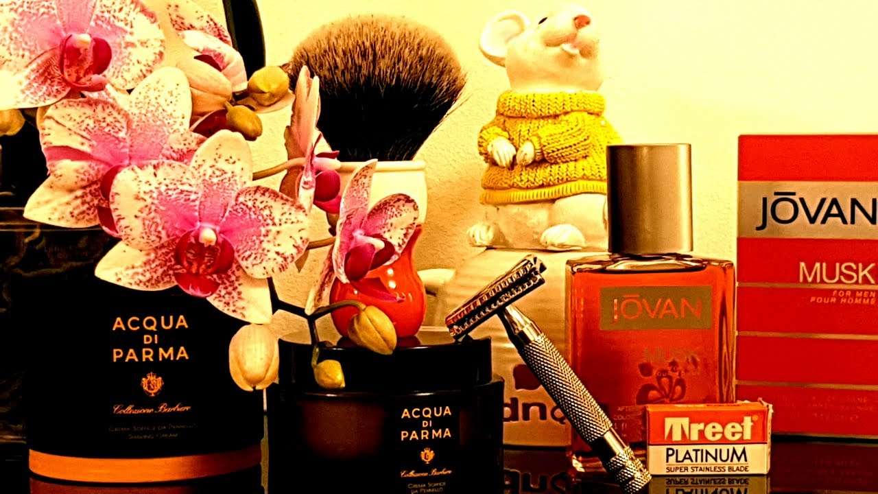 Бритьё №17 т образной бритвой RazoRock German 37 Slant Acqua Di Parma  Barbiere Shaving Cream
