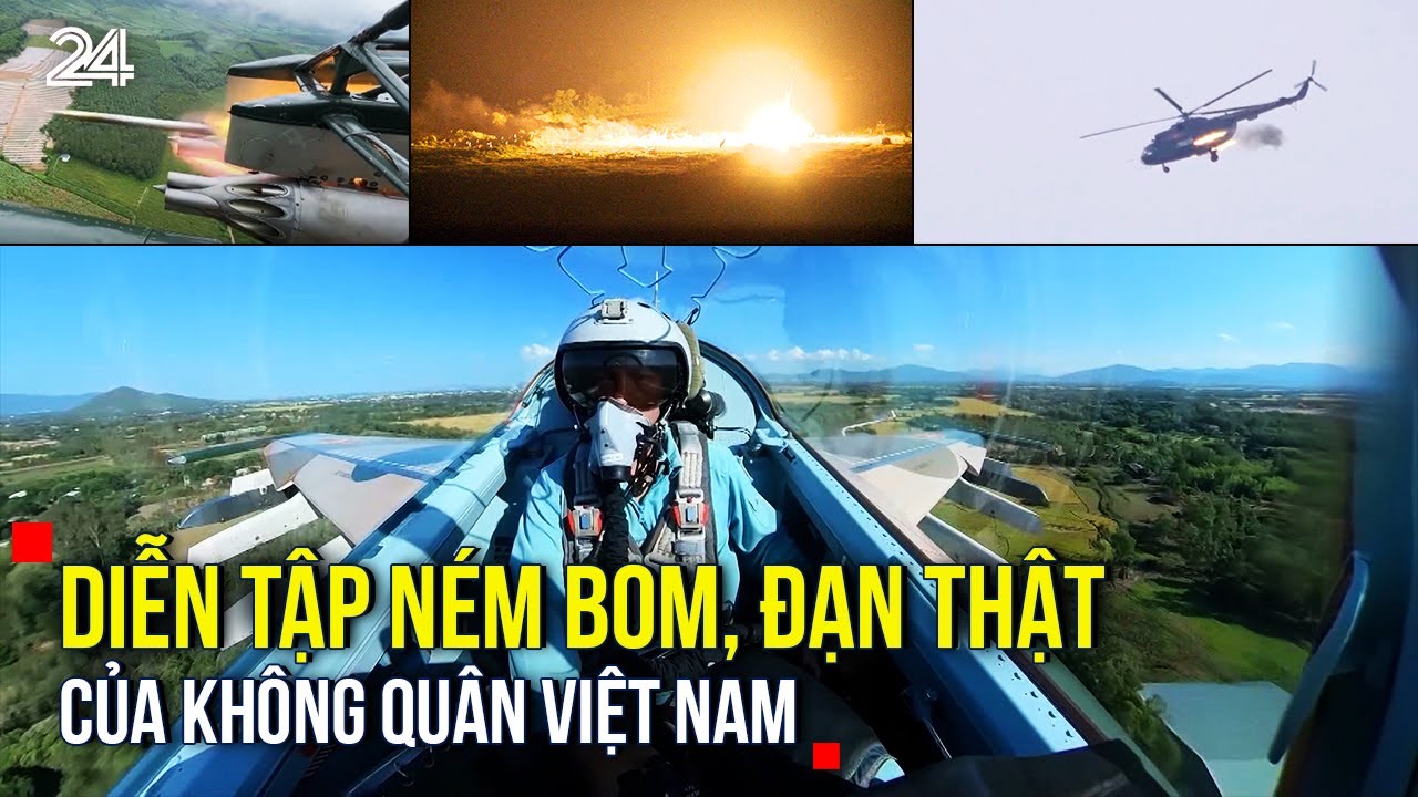 Máy bay Su27, trực thăng Mi8 của không quân Việt Nam gây choáng ngợp với màn ném bom đạn thật