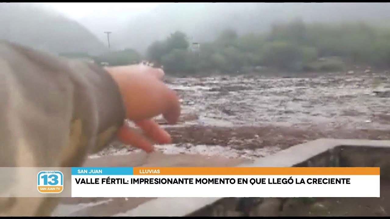 Valle Fértil: Impresionante momento en que llegó la creciente
