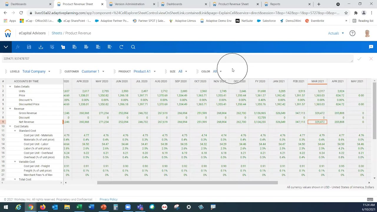 Workday Adaptive Planning for Manufacturing