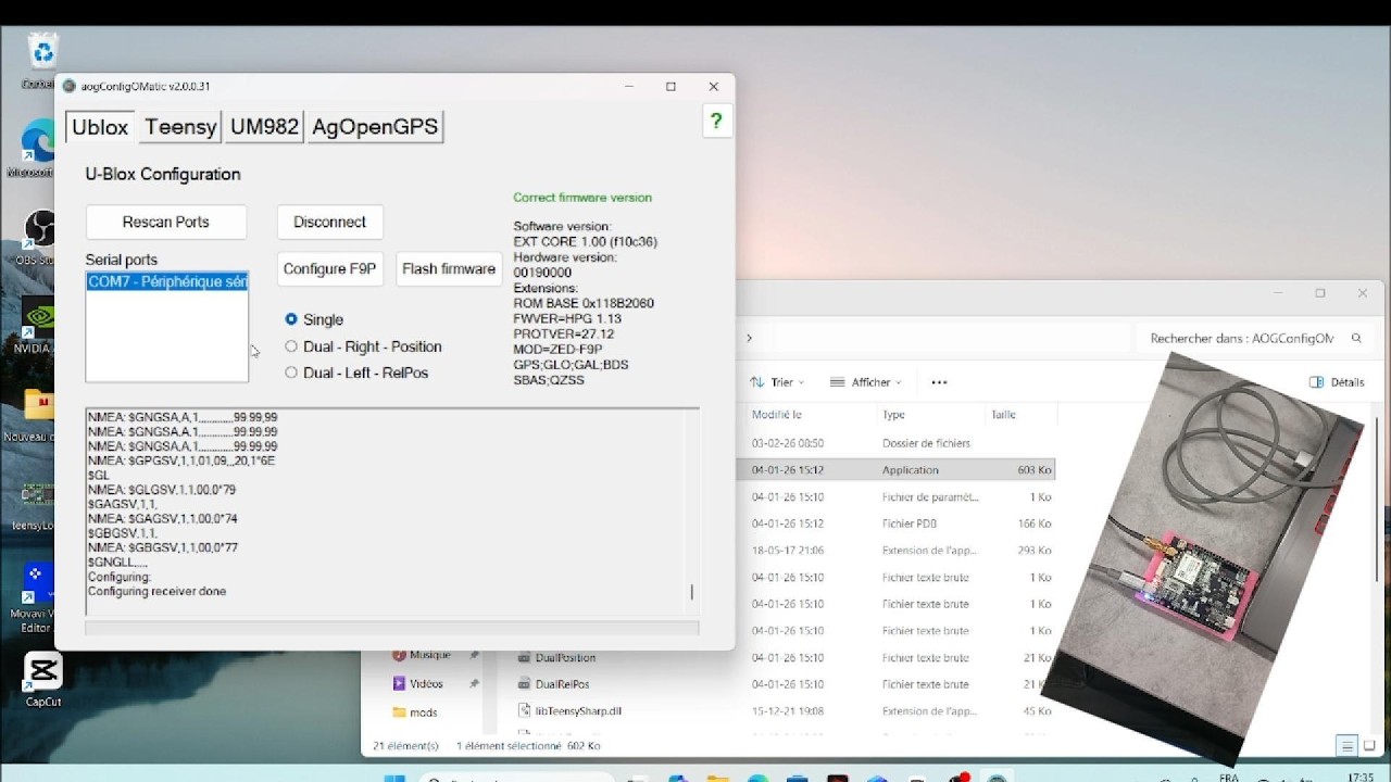 TUTO configuration F9P avec configomatic pour montage PCB AgOpenGPS