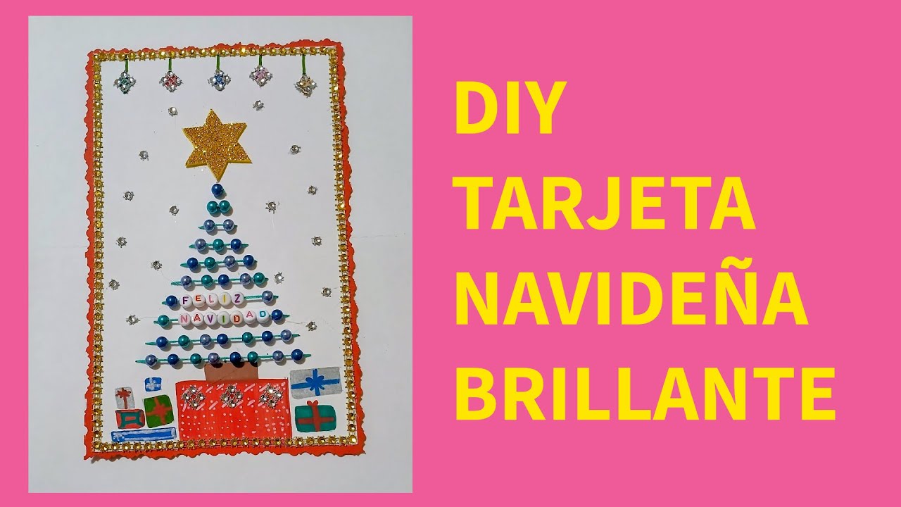 DIY TARJETA DE NAVIDAD BRILLANTE 🎴🌲🔵🟢🔘🎁🎅 #navidad #perlas #diy #regalosunicos #christmascards