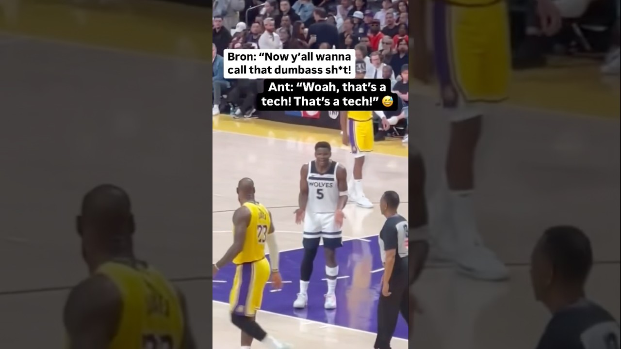 Anthony Edwards tries to get refs to tech LeBron 😂 #anthonyedwards #Lakers #lebronjames #nba
