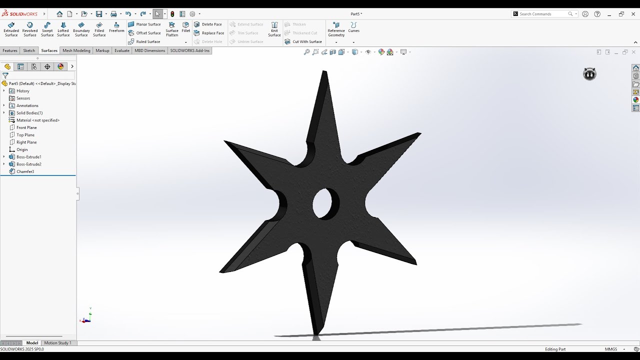 Build Ninja Star in SolidWorks