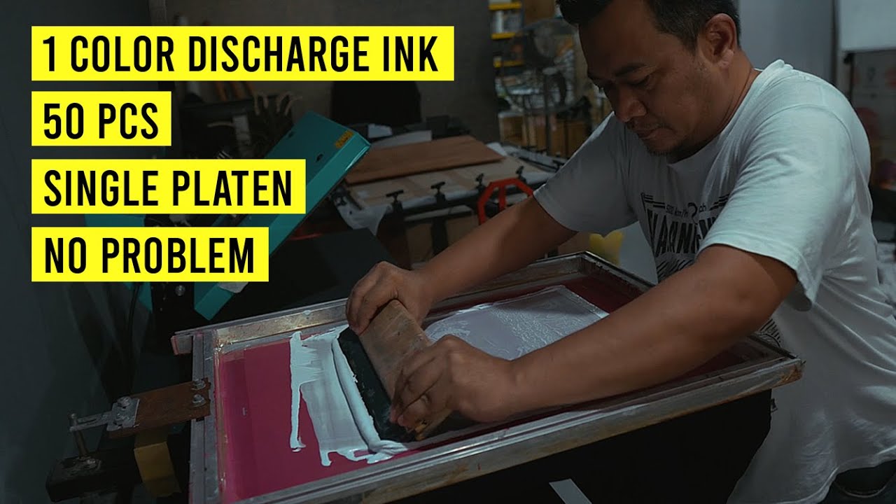 Screen Printing : Single Platen VS 1 Color Printing Discharge Ink 50 Pcs. No Problem.
