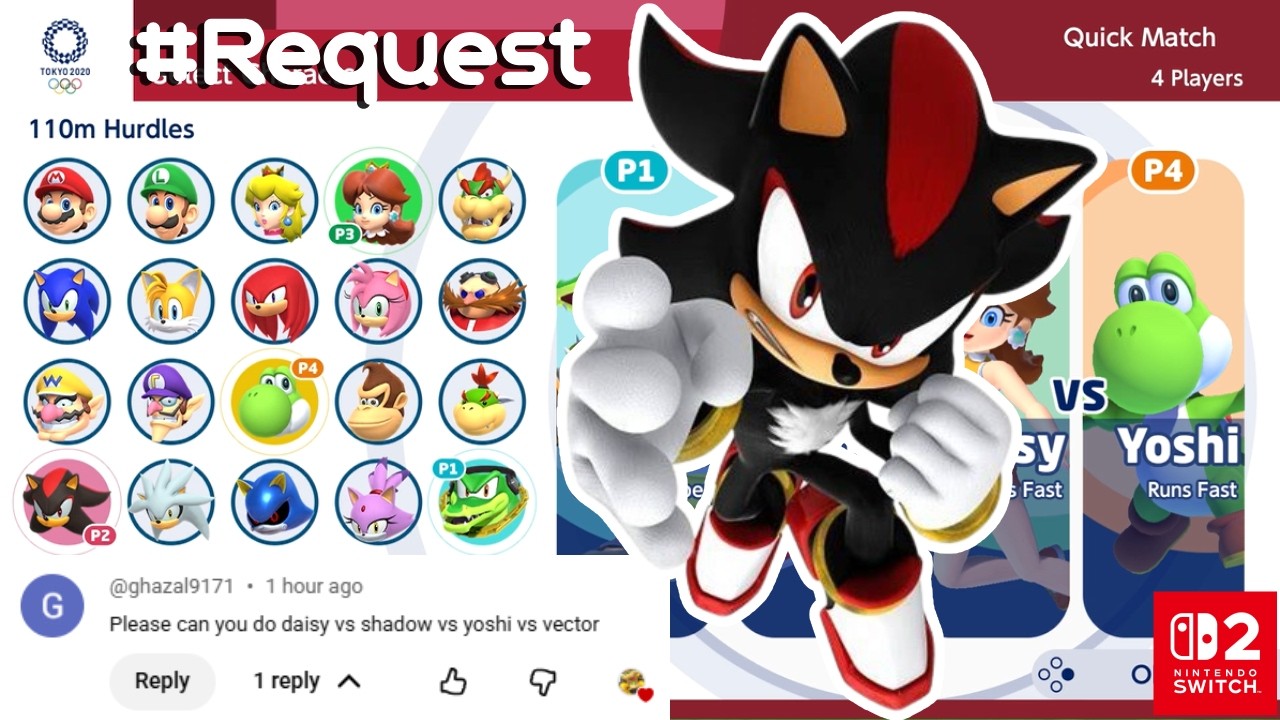MARIO AND SONIC AT TOKYO 2020 | Gameplay (4 Players) | Vector VS Shadow VS Daisy VS Yoshi