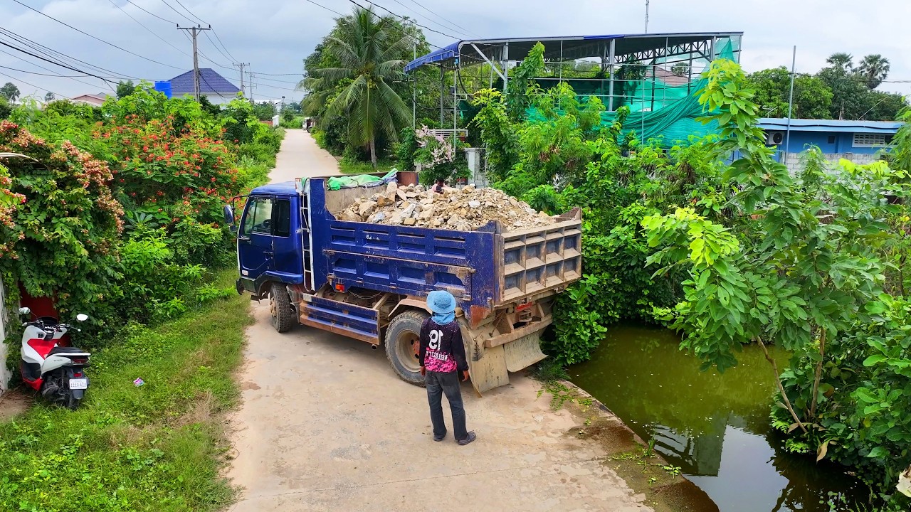 Be Incredible Landfill Full Project Build Factory ! Dump Truck Transport soil , Bulldozer push stone