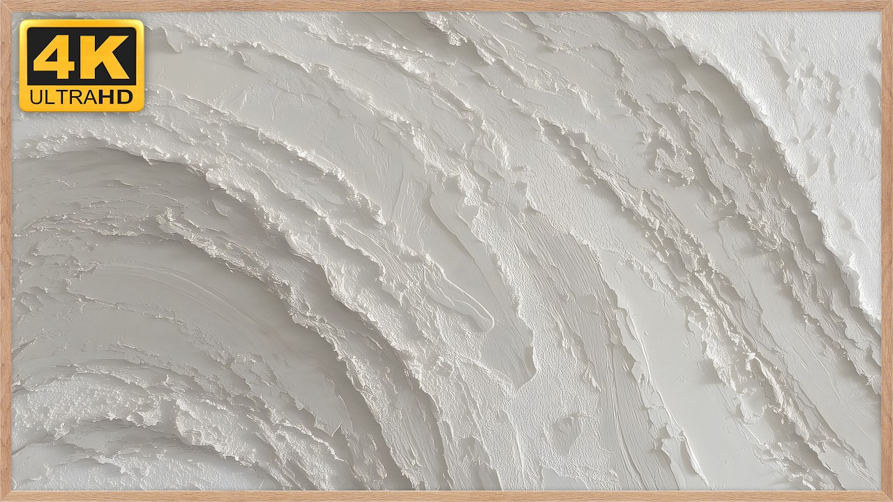 Luxury White Textured Wall Art 4K | Minimalist Plaster Relief for TV & Modern Interiors