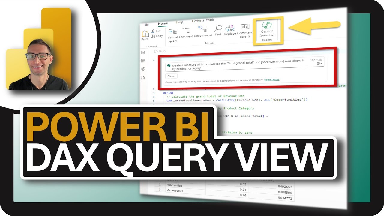 Power BI DAX Query View Simplified with Copilot!!!