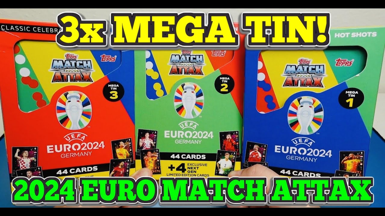 3x MEGA Tin! 2024 EURO TOPPS MATCH ATTAX! Fotbalové kartičky Euro Match Attax! Unboxing!