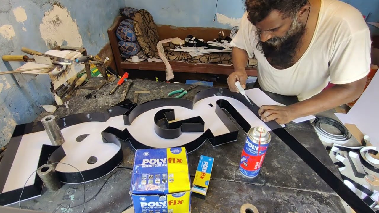 How To Make Acrylic Letter Raizing ಅಕ್ರಿಲಿಕ್ ಲೆಟರ್ ರೈಸಿಂಗ್  used Polyfix glue 8882946874