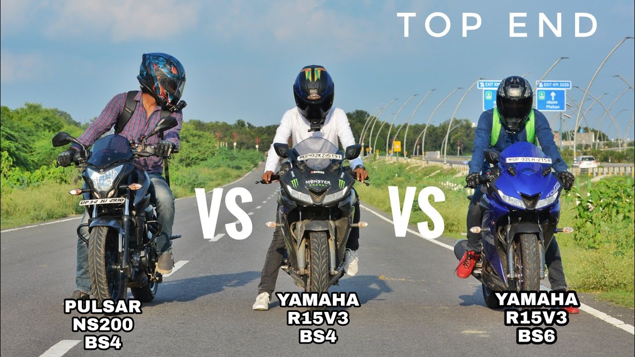 Yamaha R15V3 BS6 Vs R15V3 BS4 Vs Pulsar NS200 | Race Till Their Potential | Shocking Results 😱😱