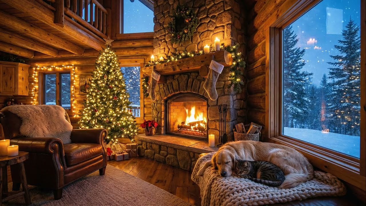 You're Snowed In ❄️ Cozy Cabin | Jazz Piano | Fireplace & Snow Ambience for Relaxing Winter Nights