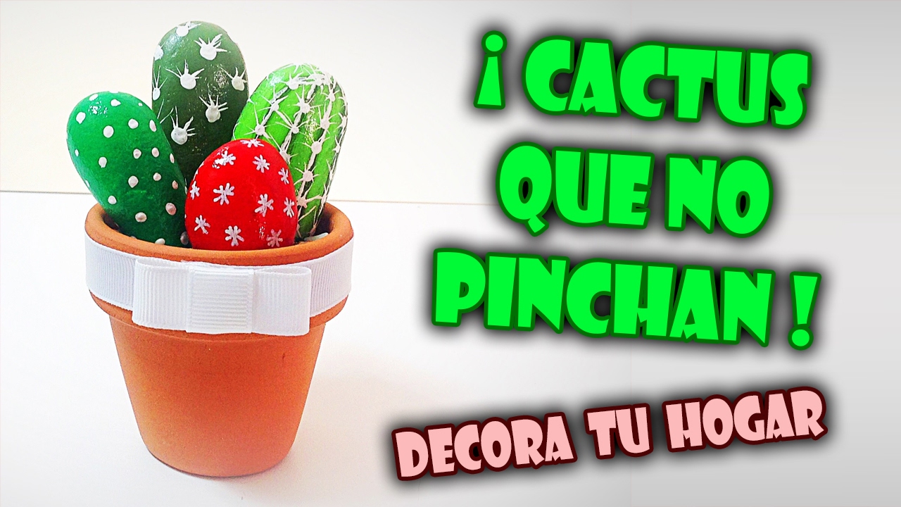 Cactus pintados en piedras