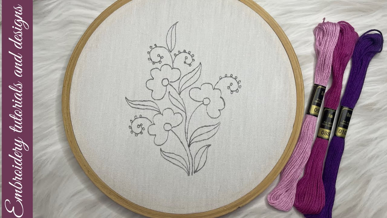 Simple & easy beginner friendly back stitch frilled flower embroidery for cushions,sarees&Kurtis