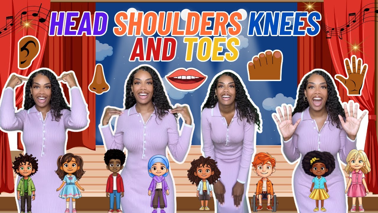 Head Shoulders Knees and Toes| Learning with Ms Houston| Kid Songs