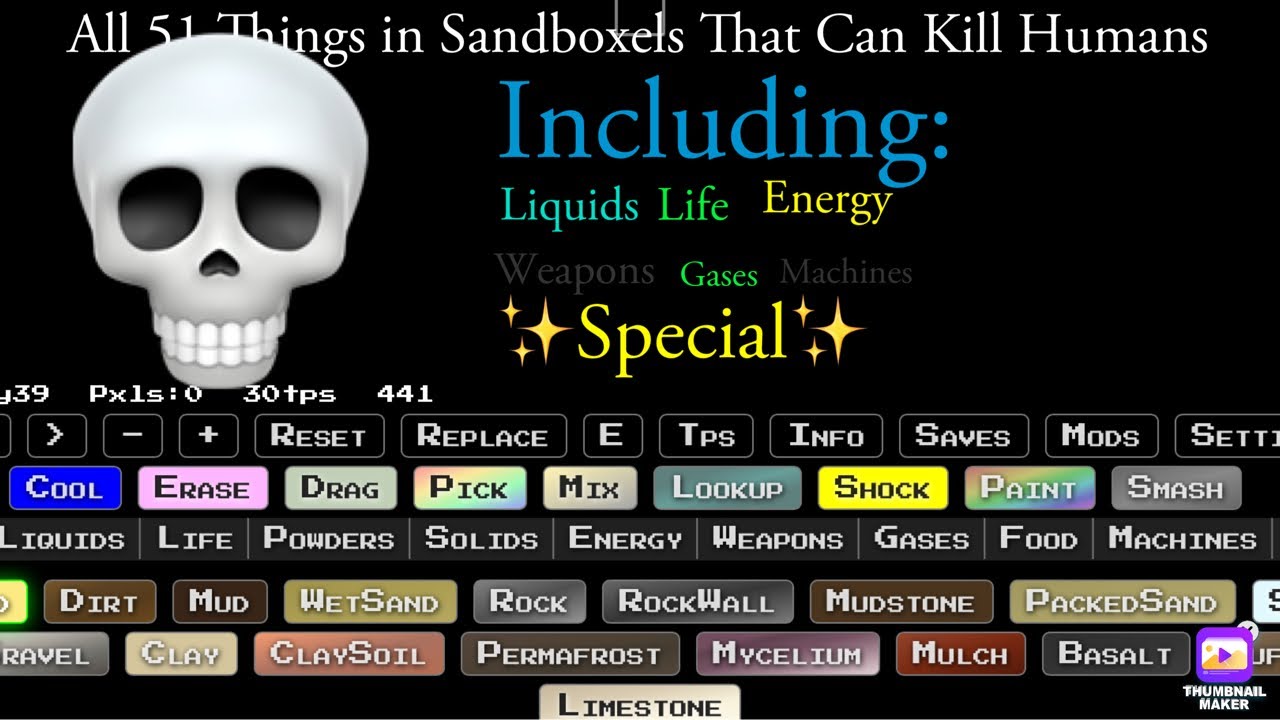All 51 Things in Sandboxels That Can Kill Humans 