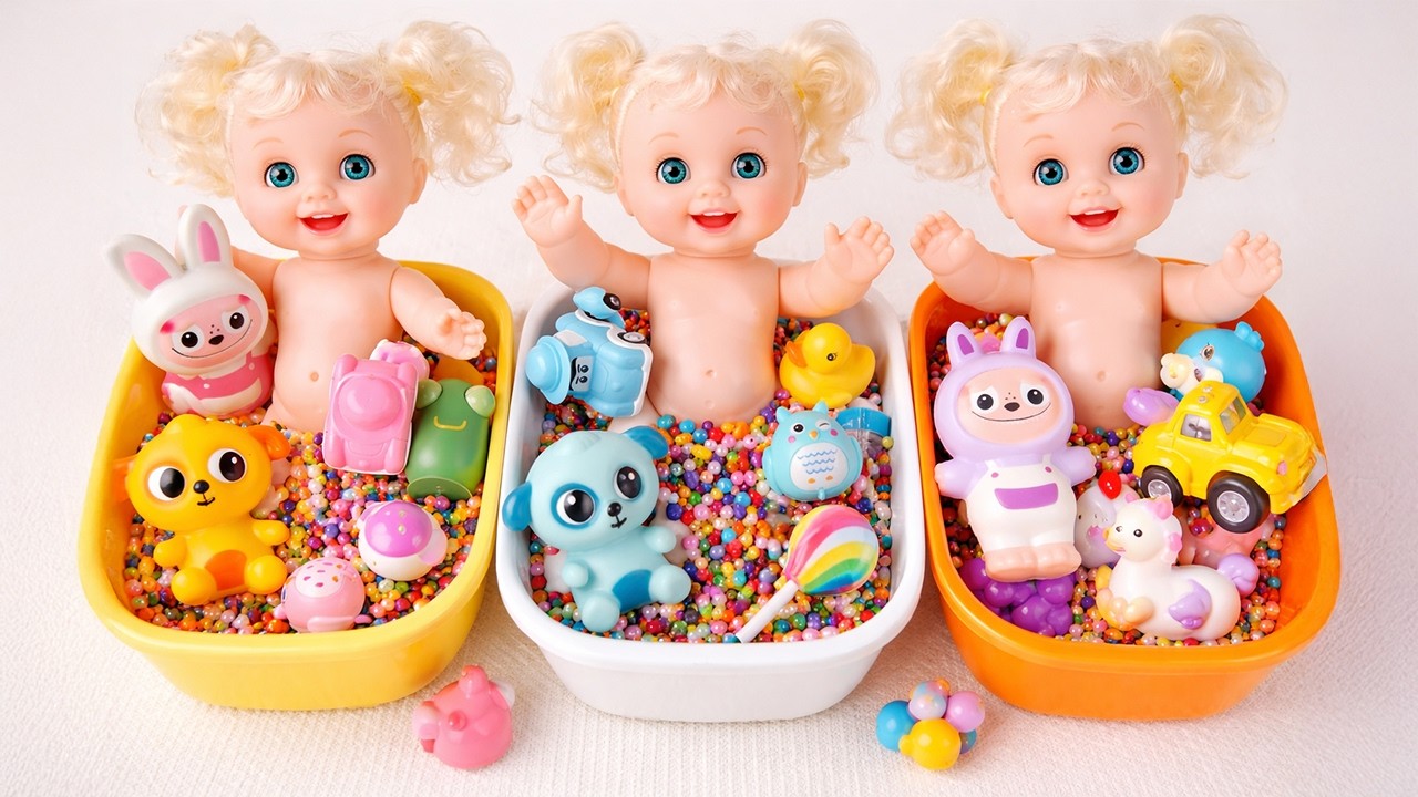 No Talking ASMR 😌 Perfect Candy Color Mixing in Bathtubs | 3D Animals