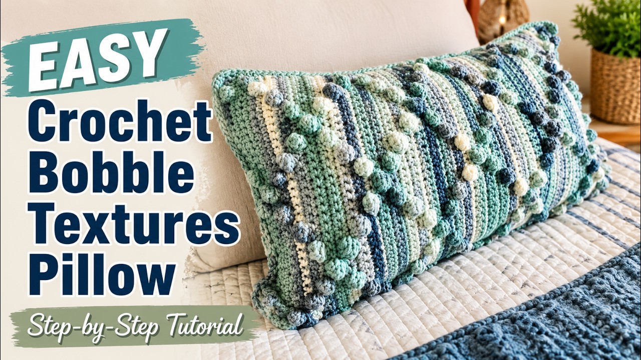 Crochet Bobble Textures Pillow Pattern | EASY | The Crochet Crowd