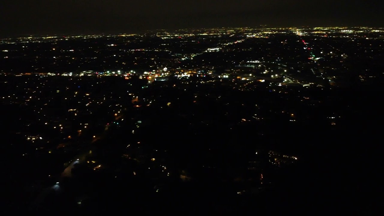 Hollywood Hills Los Angeles Studio City Night Drone Flight 4K UHD