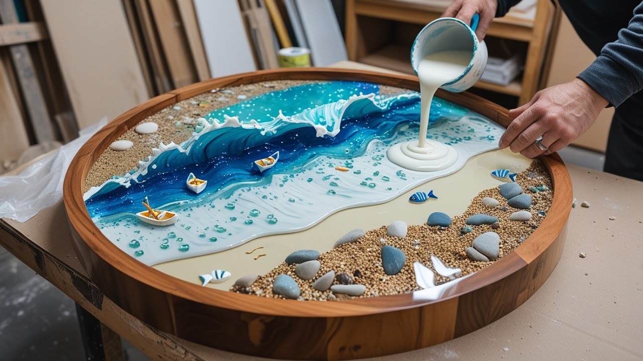 The Crazy Process of Capturing the Ocean in a Dead Tree: A Beautiful Epoxy Table