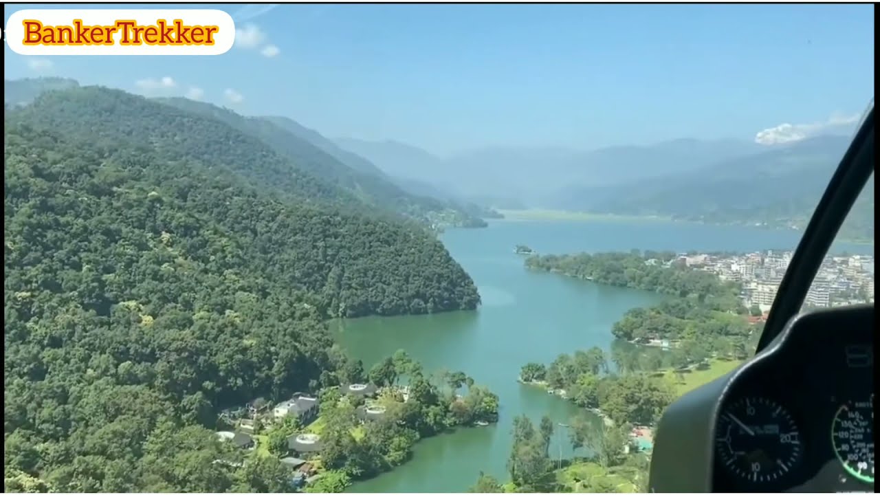Beautiful Fewa Lake scene from Helicoptor