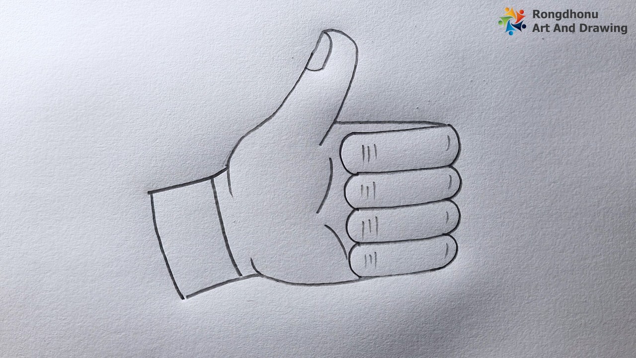 How to Draw Thumbs Up Hand Step by Step | Like Hand Sign Drawing Easy