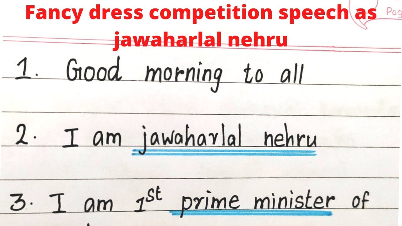 Fancy dress competition speech as jawaharlal nehru |@4swrites