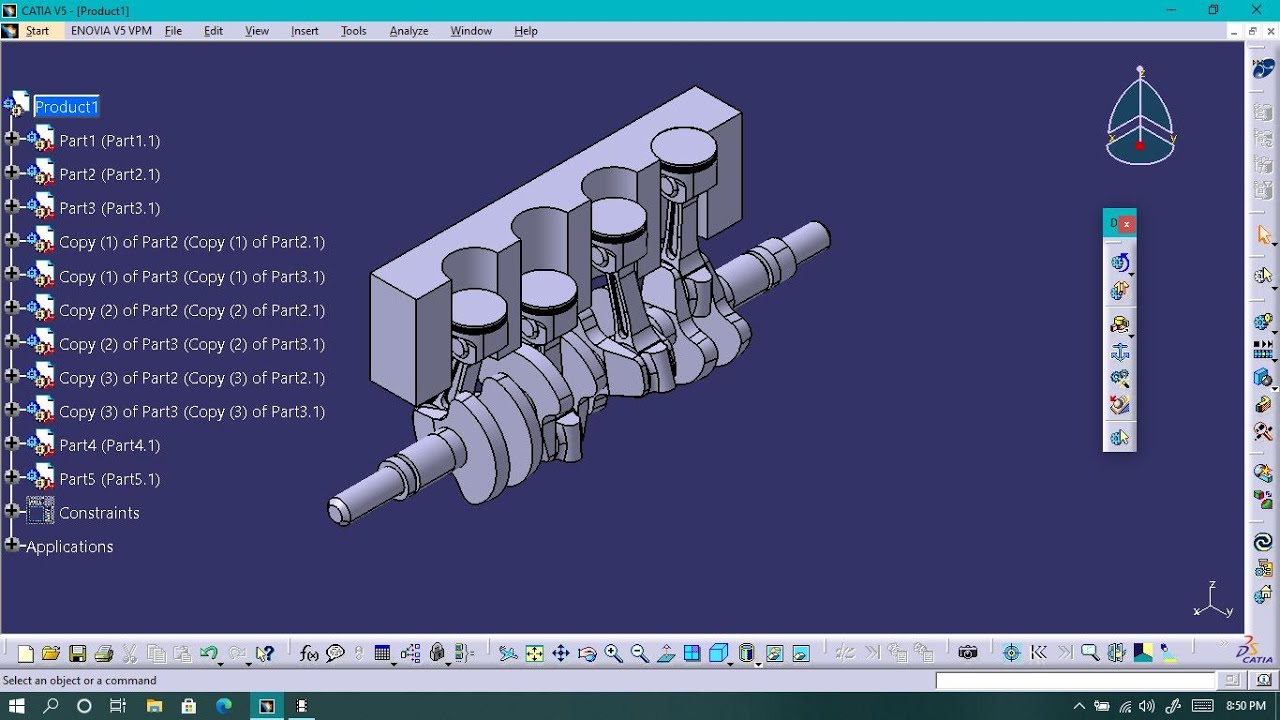 Modelling of 4 cylinder Engine in Catia V5