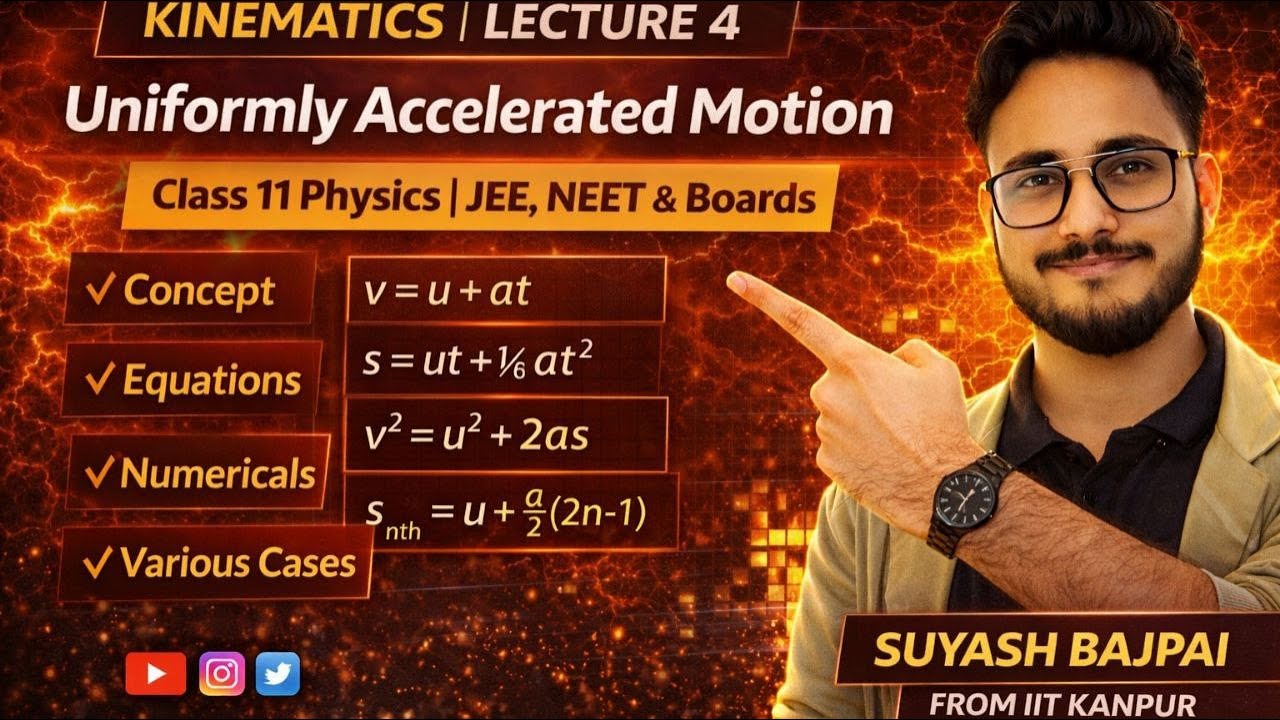 Class 11 Physics | Kinematics | Lecture 4 | Uniformly Accelerated Motion | JEE, NEET & Boards