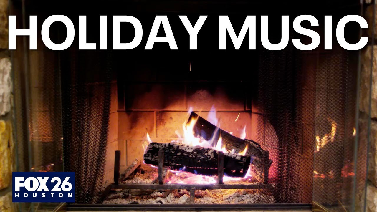 Fireplace Yule Log with Christmas Music & Crackling Sounds