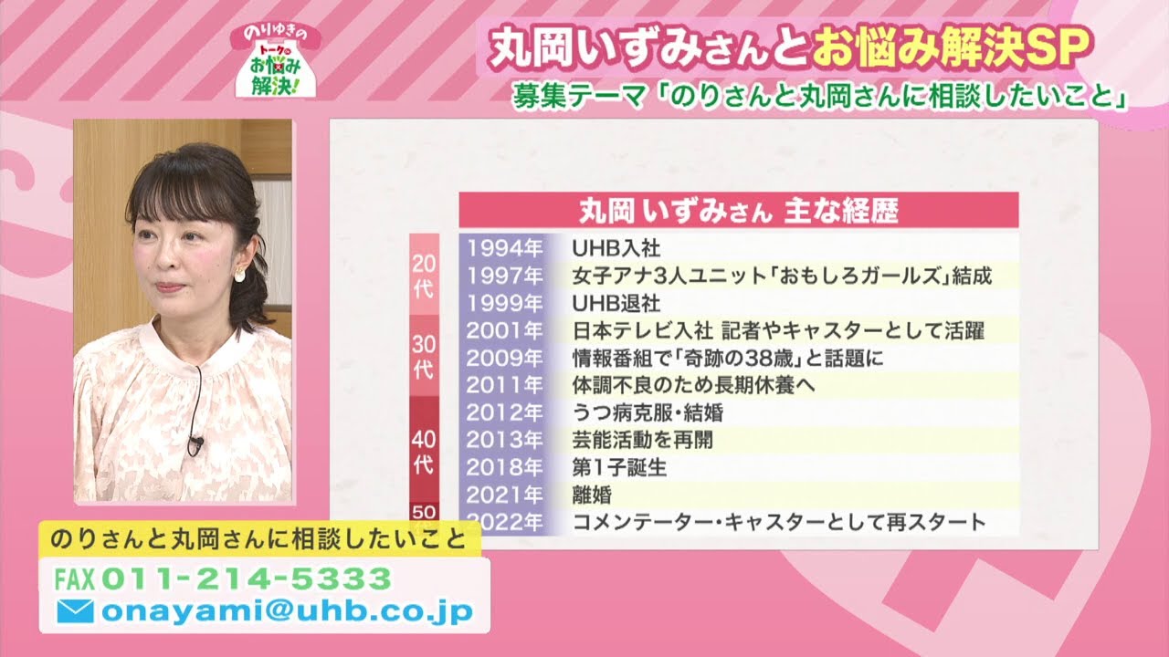 元UHBアナウンサー 丸岡いずみさんとお悩み解決！SP（後編）