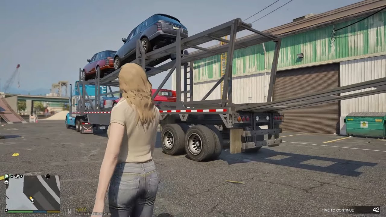 Gta 5 Let's Go T o Work As Female Trucker - Hauling And Transporting Car #gta #gta5 #gtareallifemod
