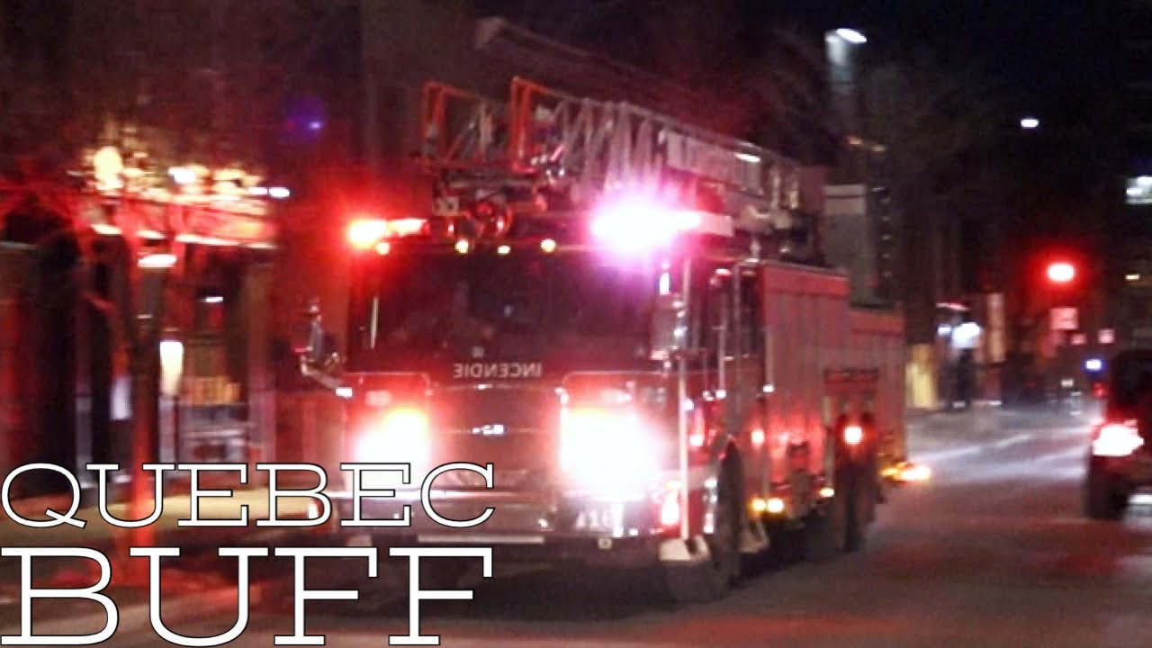 *YELP* Montreal Fire Department (SIM) Ladder 416 responding to an emergency call in PMR