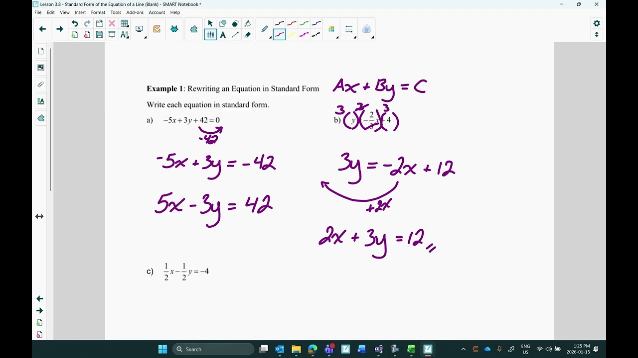 Lesson 3.8: Standard Form of the Equation of a Line (Video Lesson)