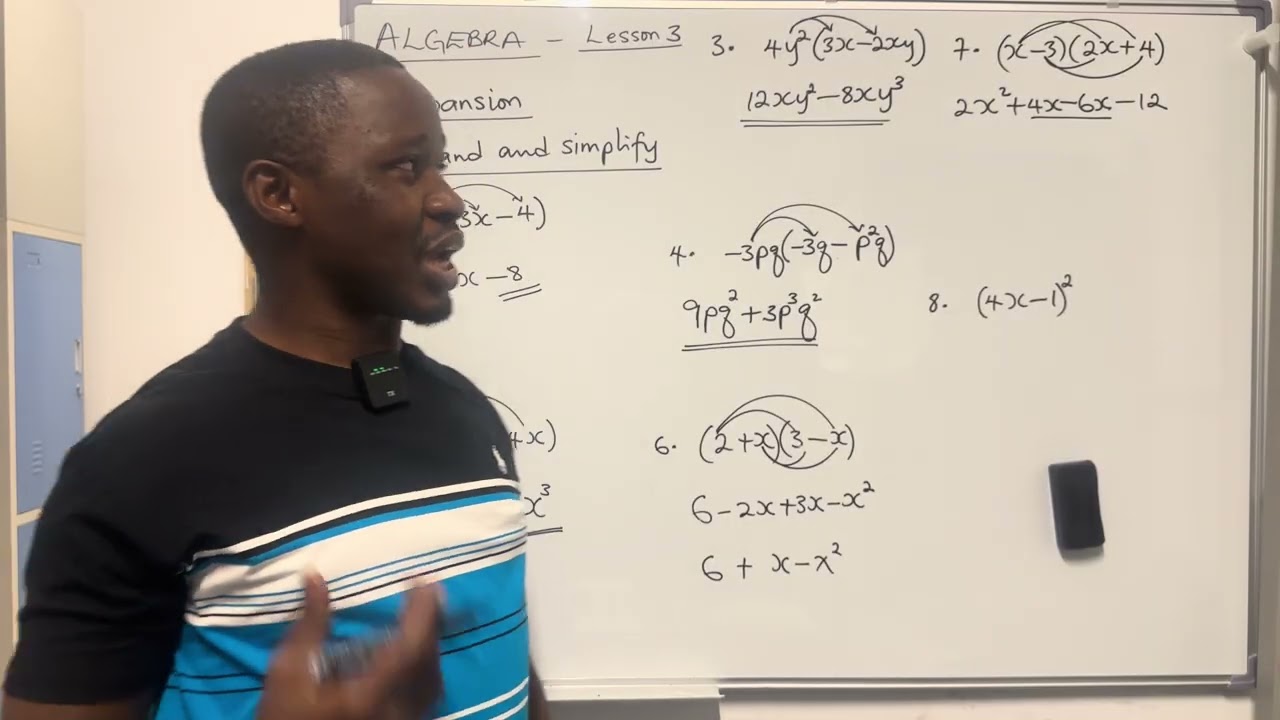 Algebra : Lesson 3 : Expansion of brackets 