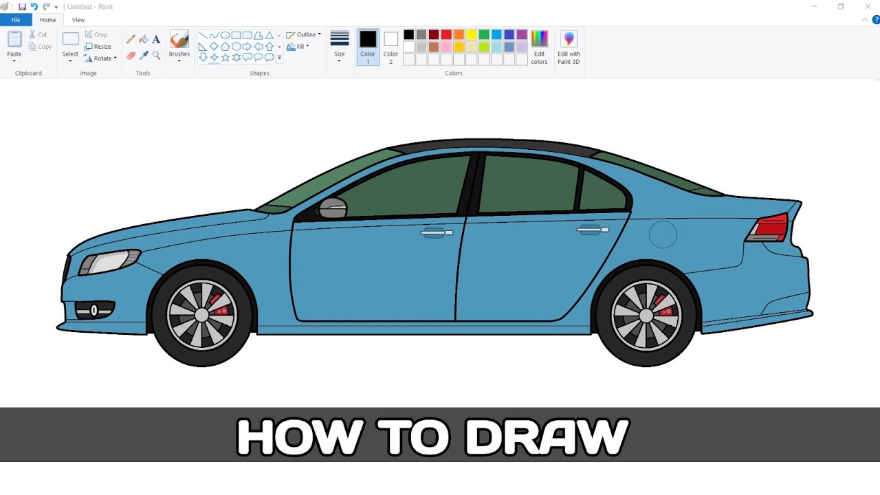 Как нарисовать автомобиль класса люкс седан поэтапно в Ms Paint | Car Drawing Easy.