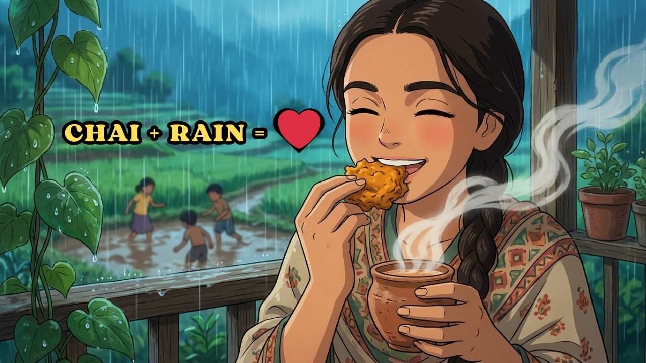Relaxing Rain 🌧️ in Village | Punjab Aesthetic & Chai☕ l Peaceful Village Life l Ghibli Studio Style