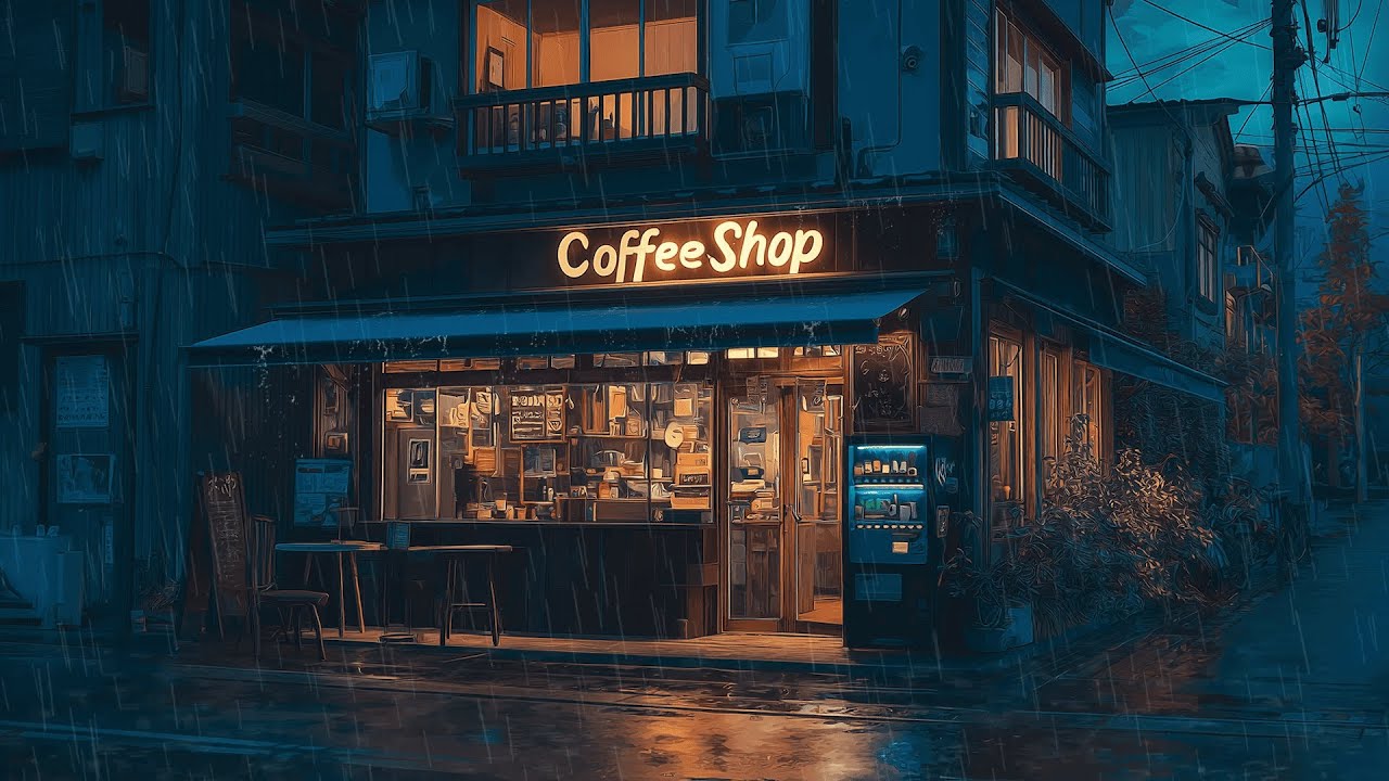 Japanese Coffee Shop at Night ☕ Lofi Hip Hop Beats + Rain Ambience | Tokyo Rainy Nights