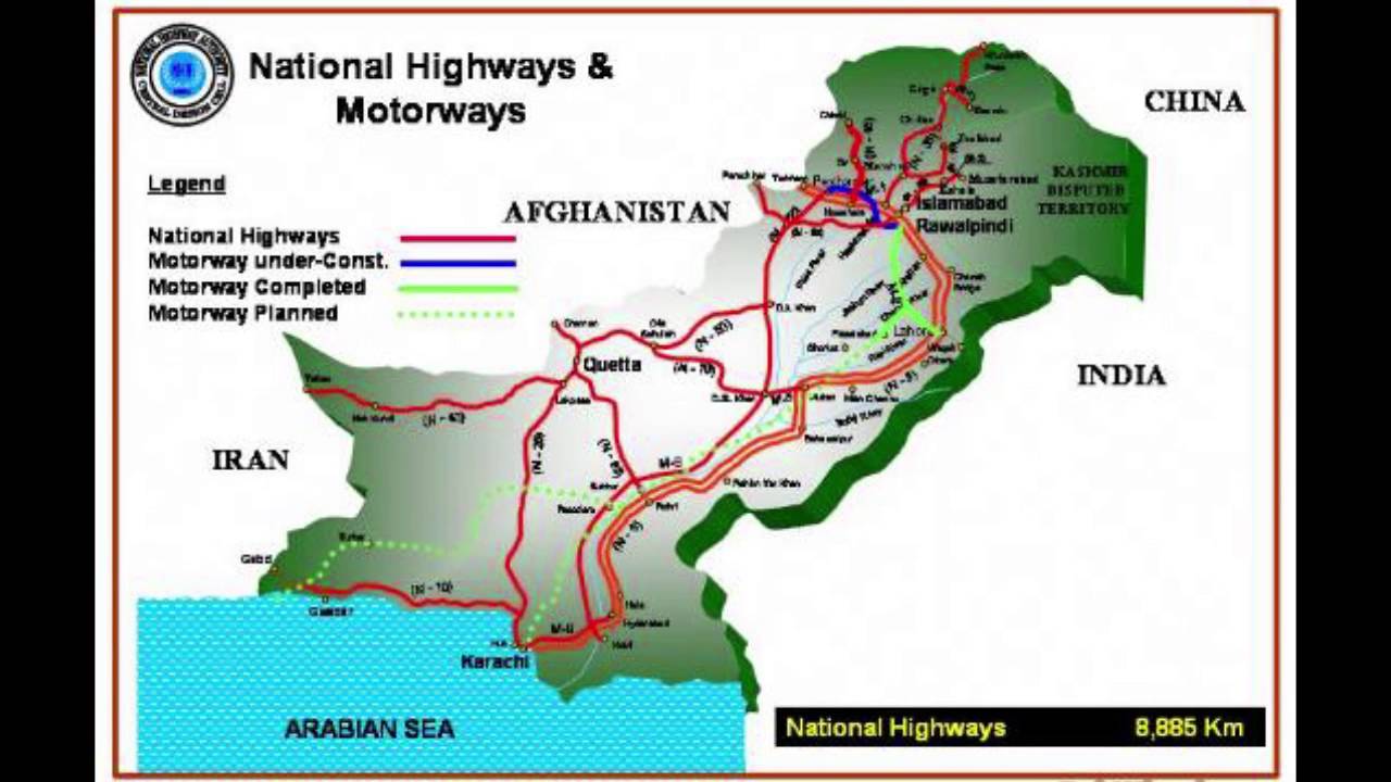 National Highways & Motorways Pakistan Map