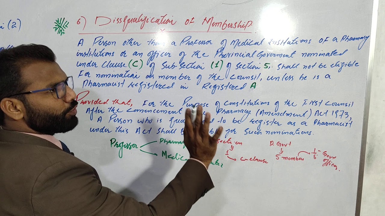 Section:06 Disqualification of Membership Pharmacy act 1967 FORENSIC PHARMACY BY DR.MEHTAB ALI