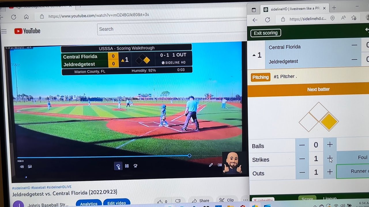 Setup, stream and score baseball game using SidelineHD &  SidelineScore. Chapters in description