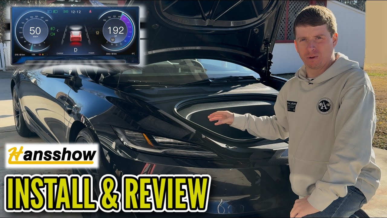 Installing and Reviewing Hansshow F9 Front Display | 2024 Model 3 Highland